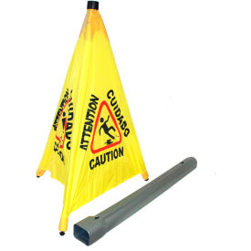 Pop Up Safety Cone 31" Yellow/Black, Multi-Lingual