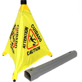 Impact Pop Up Safety Cone 20" Yellow/Black, Multi-Lingual