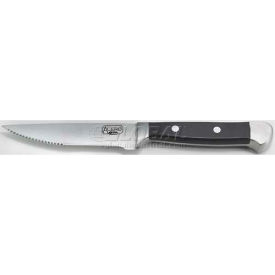 Heavy-Duty Steak Knife, 5"L, Black Polypropylene Handle, High Carbon Steel, Pointed Tip