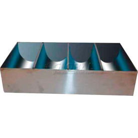 4 Compartment Cutlery Bin, 17"L, 10"W, 3-1/2"H, Stainless Steel