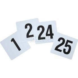 Table Numbers, 1-25, 3-3/4"W, 4"H, Plastic, Numbers on Both Sides, 25/Pk