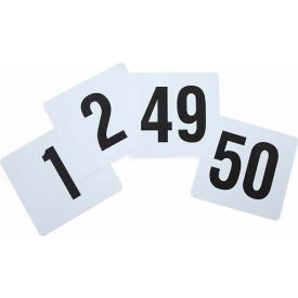 Table Numbers, 1-50, 3-3/4"W, 4"H, Plastic, Numbers on Both Sides, 50/Pk