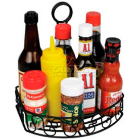 Round Black Wire Condiment Caddy with Straight Back