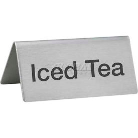 Tent Sign, Iced Tea, 3"L, 1-1/2"H, Stainless Steel