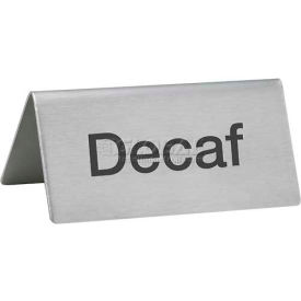 Tent Sign, Decaf, 3"L, 1-1/2"H, Stainless Steel