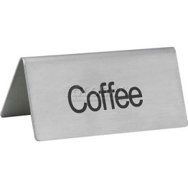 Tent Sign, Coffee, 3"L, 1-1/2"H, Stainless Steel