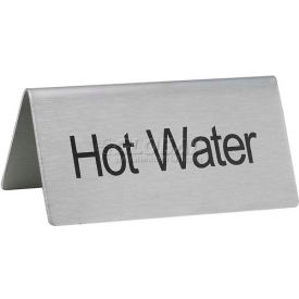 Tent Sign, Hot Water, 3"L, 1-1/2"H, Stainless Steel