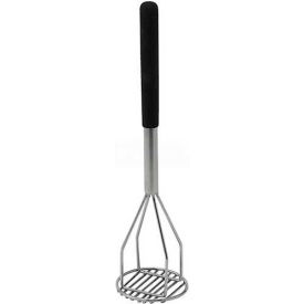 18/8 stainless steel construction anti-slip black handle 4-inch round face dishwasher safe