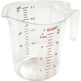 Measuring Cup W/ Red & Blue Markings, 1 Qt, Clear, Plastic