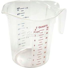 Measuring Cup with Red & Blue Markings, 2 Qt, Clear, Plastic