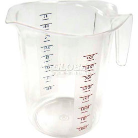 Measuring Cup W/ Red & Blue Markings, 4 Qt, Clear, Plastic