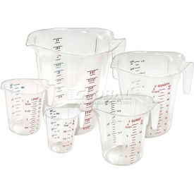 5 Piece Set Measuring Cup W/ Red & Blue Markings, Clear, Plastic