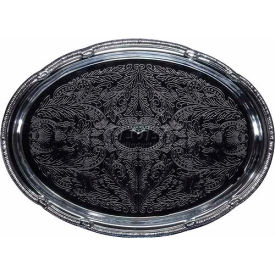 Oval Serving Tray, 14-3/4"L, Chrome, Gadroon Edge With Engraving