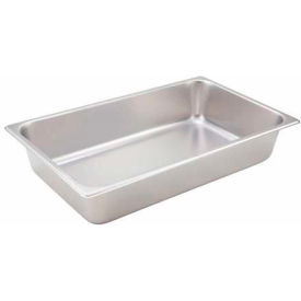 Full-Size Steam Pan, 4"H, 20-3/4" L, 12-3/4" W, Stainless Steel, Standard Weight