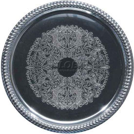 Round Serving Tray, 14"L, Chrome, Gadroon Edge With Engraving