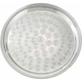 Round Tray, Swirl Pattern, 16"D, Stainless Steel, Mirror Finish