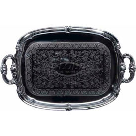 Rectangular Serving Tray with Handles, 19"L, Chrome, Gadroon Edge W/ Engraving