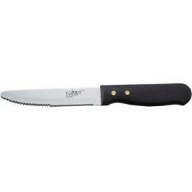 Jumbo Steak Knife, 5"L, Black Plastic Handle, Round Tip, Serrated Blade