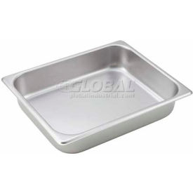 Half-Size Steam Table Pan, 10-3/8", 12-3/4"W, 2-1/2"H, Stainless Steel, Standard Weight