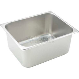 Half-Size Steam Table Pan, 10-3/8", 12-3/4"W, 6"H, Stainless Steel