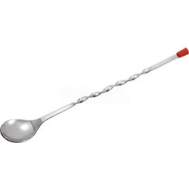 Bar Spoon Steel w/Red Knob, Stainless Steel, 11"L, Red Knob