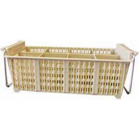Flatware Basket with Handle, 8 Compartments, Beige, Half Size