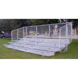 5 Row GTG Aluminum Bleacher with Mid-Aisle & Guardrail, 15' Long, Double Footboard