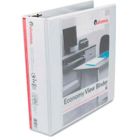 Economy D-Ring Vinyl View Binder, 2" Capacity, White