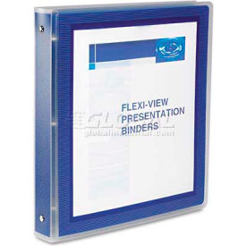 Flexi-View Round-Ring Presentation View Binder, 1-1/2" Capacity, Navy Blue