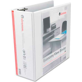 Economy D-Ring Vinyl View Binder, 4" Capacity, White