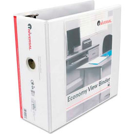 Economy D-Ring Vinyl View Binder, 5" Capacity, White