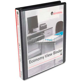 Round Ring Economy Vinyl View Binder, 1" Capacity, Black