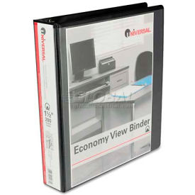 Round Ring Economy Vinyl View Binder, 1-1/2" Capacity, Black