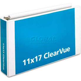 Tabloid ClearVue Slant-D Ring Binder, 3" Capacity, 11 x 17, White