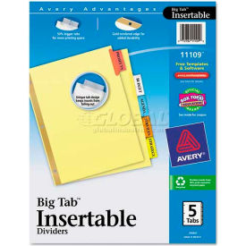 Big Tab Reinforced Dividers, Multicolor Tabs, 5-Tab, Ltr, Buff, 1/Set