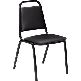 Stacking Chair - 1-1/2" Vinyl Seat - Square Back - Black Seat with Black Frame