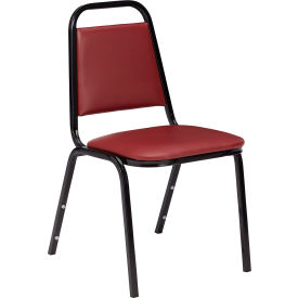Stacking Chair - 1-1/2" Vinyl Seat - Square Back - Burgundy Seat with Black Frame