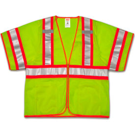 V70332 Job Sight Class 3 Two-Tone Vest, Fluorescent Lime, S/M