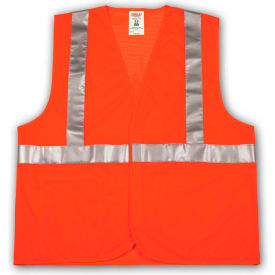 Job Sight Class 2 Vest, Fluorescent Orange, Polyester Mesh, L/XL