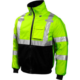 Bomber Hooded Jacket, Fluorescent Yellow/Green/Black, Large