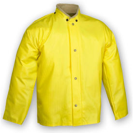 Yellow Storm Fly Front Jacket, Hood Snaps, 2XL