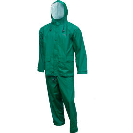 Storm-Champ® 2 Pc Suit, Forest Green, Attached Hood, Medium
