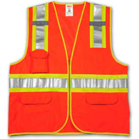 Class 2 Surveyor Style Vest, Fluorescent Orange, 4XL/5XL