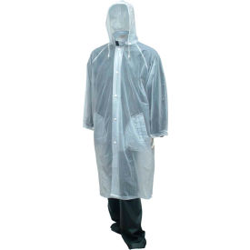 C61210 Tuff-Enuff Coat, Clear, 48", Detachable Hood, 3XL