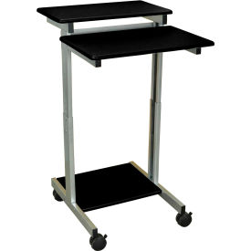 Mobile Stand-Up Presentation Station, 24"W x 29"D x 34"- 46"H, Black