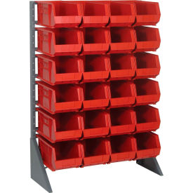 Single Sided 12 Rail Unit With 24 QUS240 Ultra Stack & Hang Bins, Red