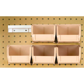 Hang & Stack Bins w/ 2 Rails & 6 Bins, 5-3/8"L x 4-1/8"W x 3"H, Ivory, Polypropylene