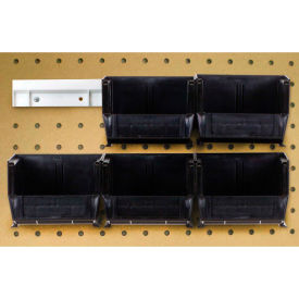 Hang & Stack Bins w/ 2 Rails & 6 Bins, 5-3/8"L x 4-1/8"W x 3"H, Black, Polypropylene