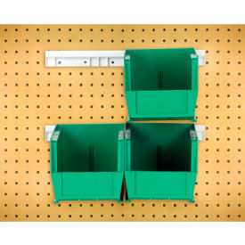 Hang & Stack Bins w/ 2 Rails & 4 Bins, 10-7/8"L x 5-1/2"W x 5"H, Green, Polypropylene