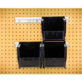 Hang & Stack Bins w/ 2 Rails & 4 Bins, 10-7/8"L x 5-1/2"W x 5"H, Black, Polypropylene